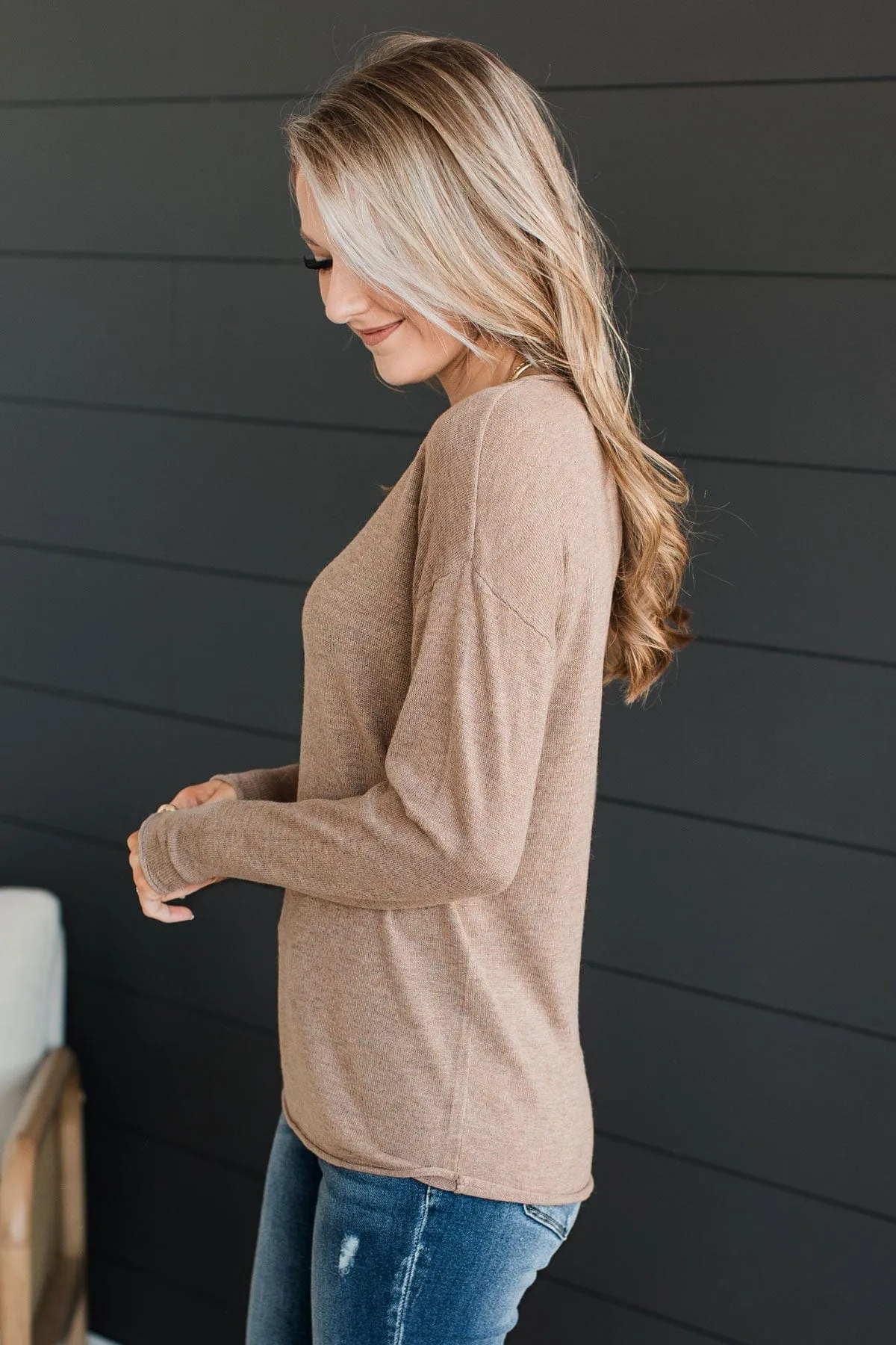 Catching Looks V-Neck Sweater- Mocha