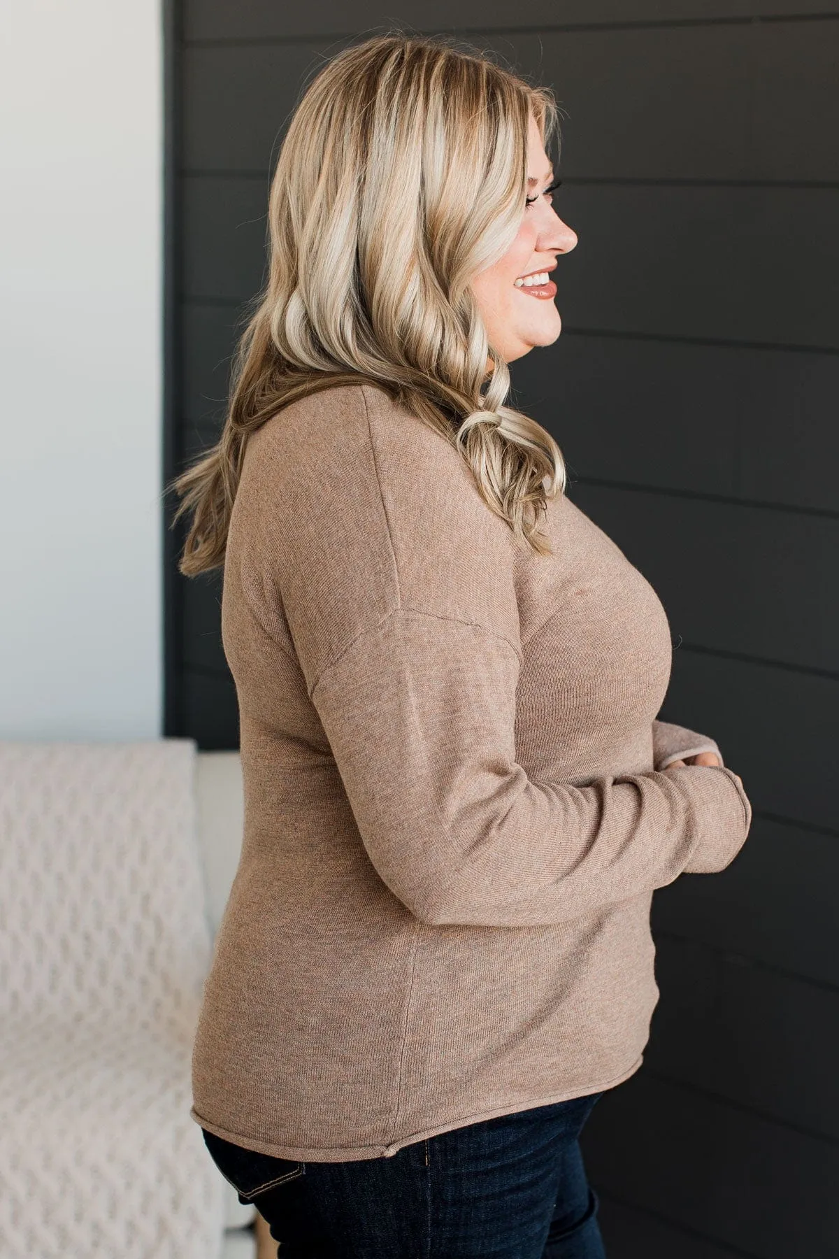 Catching Looks V-Neck Sweater- Mocha