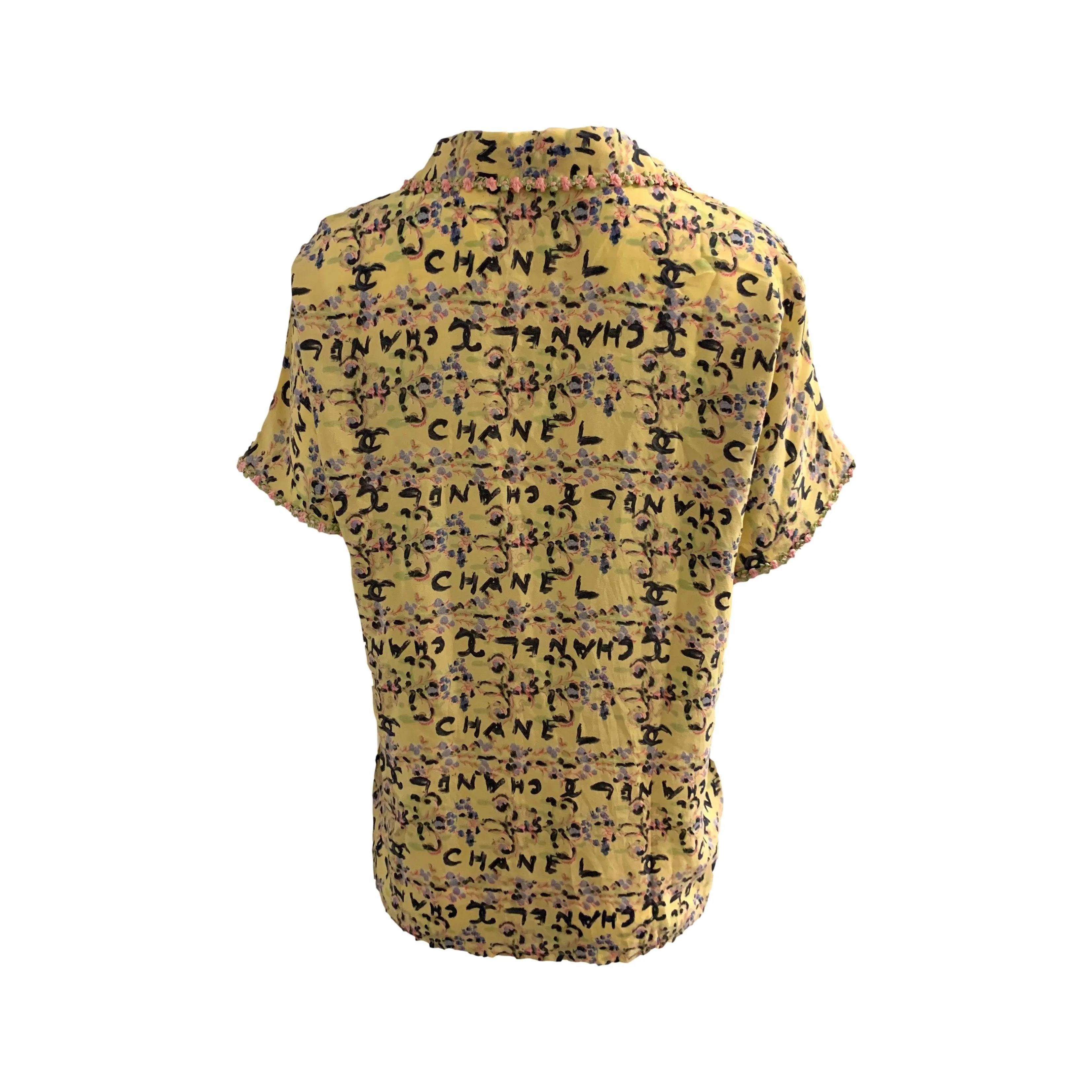 Chanel Yellow Floral Logo Top