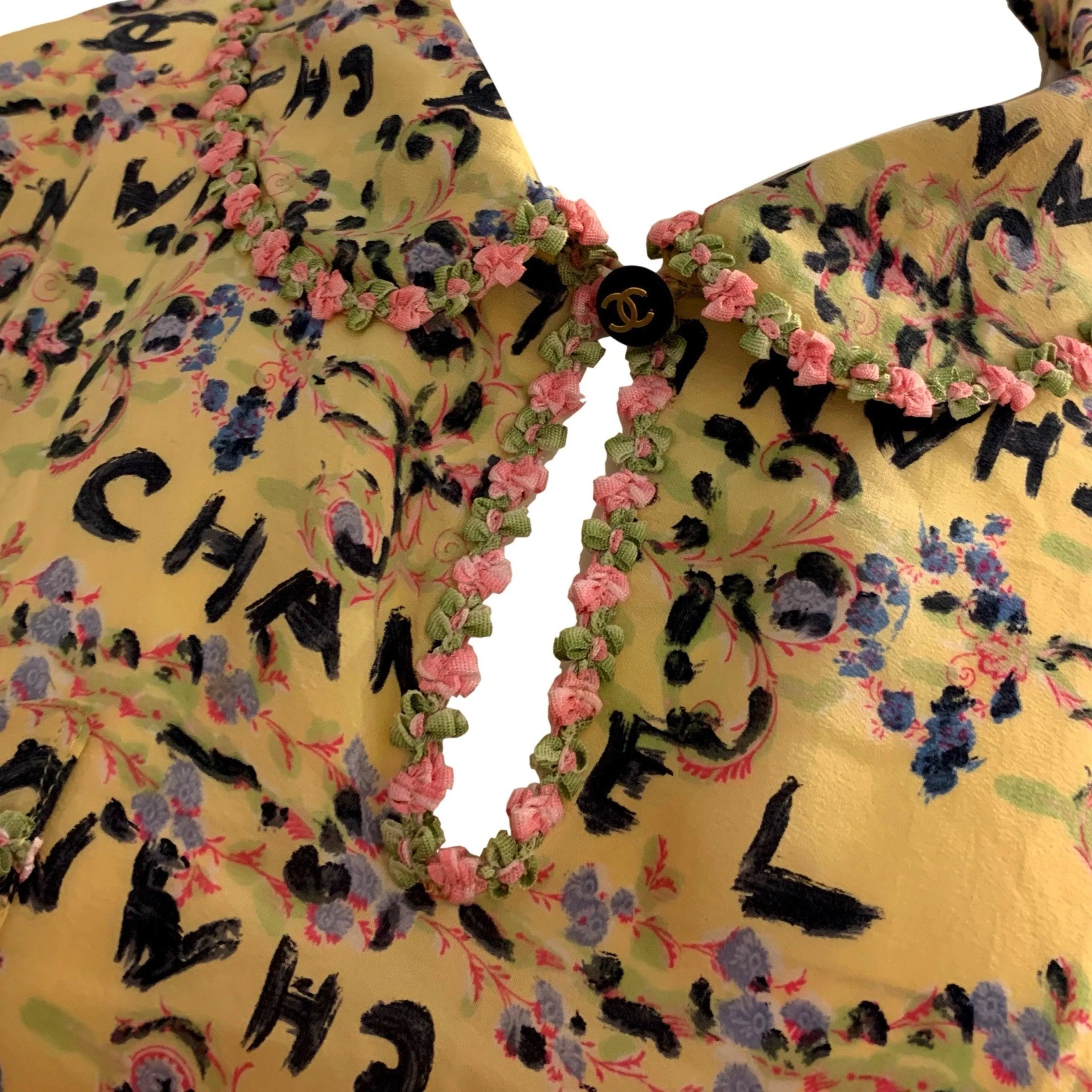 Chanel Yellow Floral Logo Top