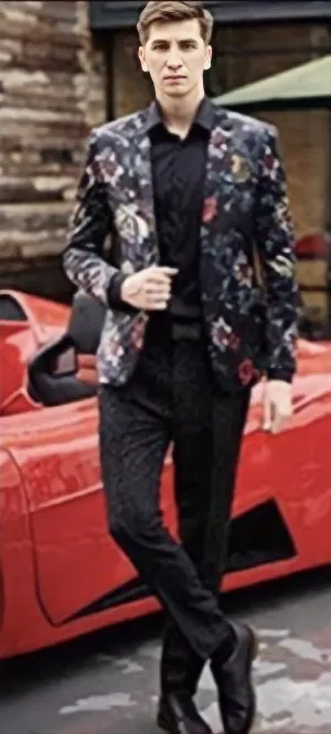 Charcoal Grey Floral Print Pant