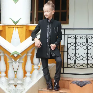 Charming 3-Piece Black Indowestern for Little Gentlemen's