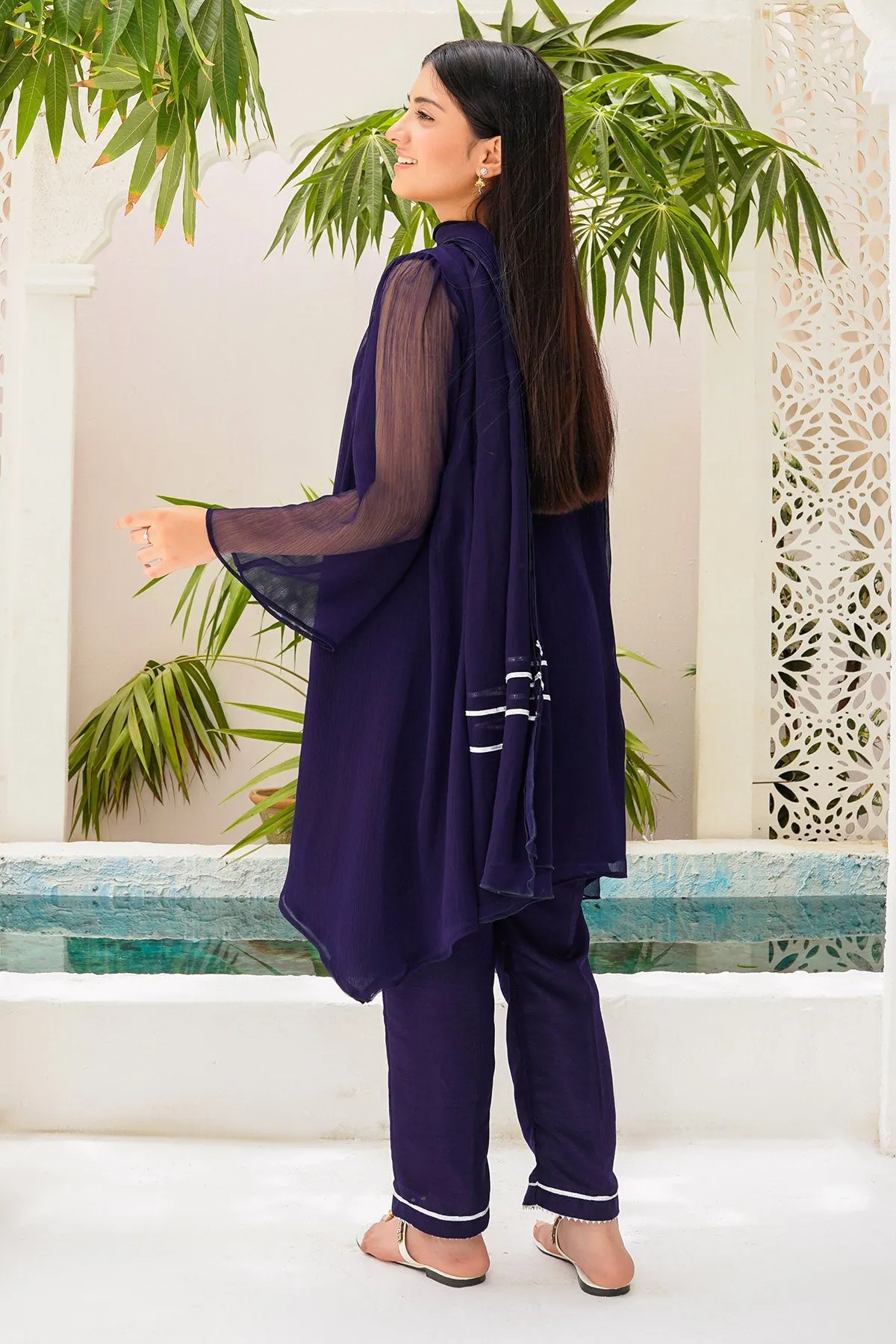 Chiffon Hand Adda Work 3 Pc Suit