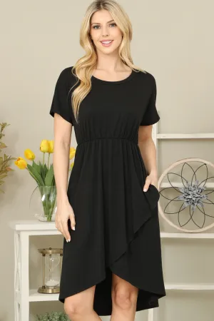 Cinched Waist Solid Tulip Dress