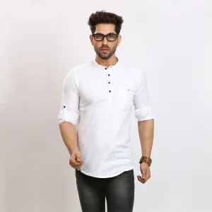 Classic White Short Silk Kurta