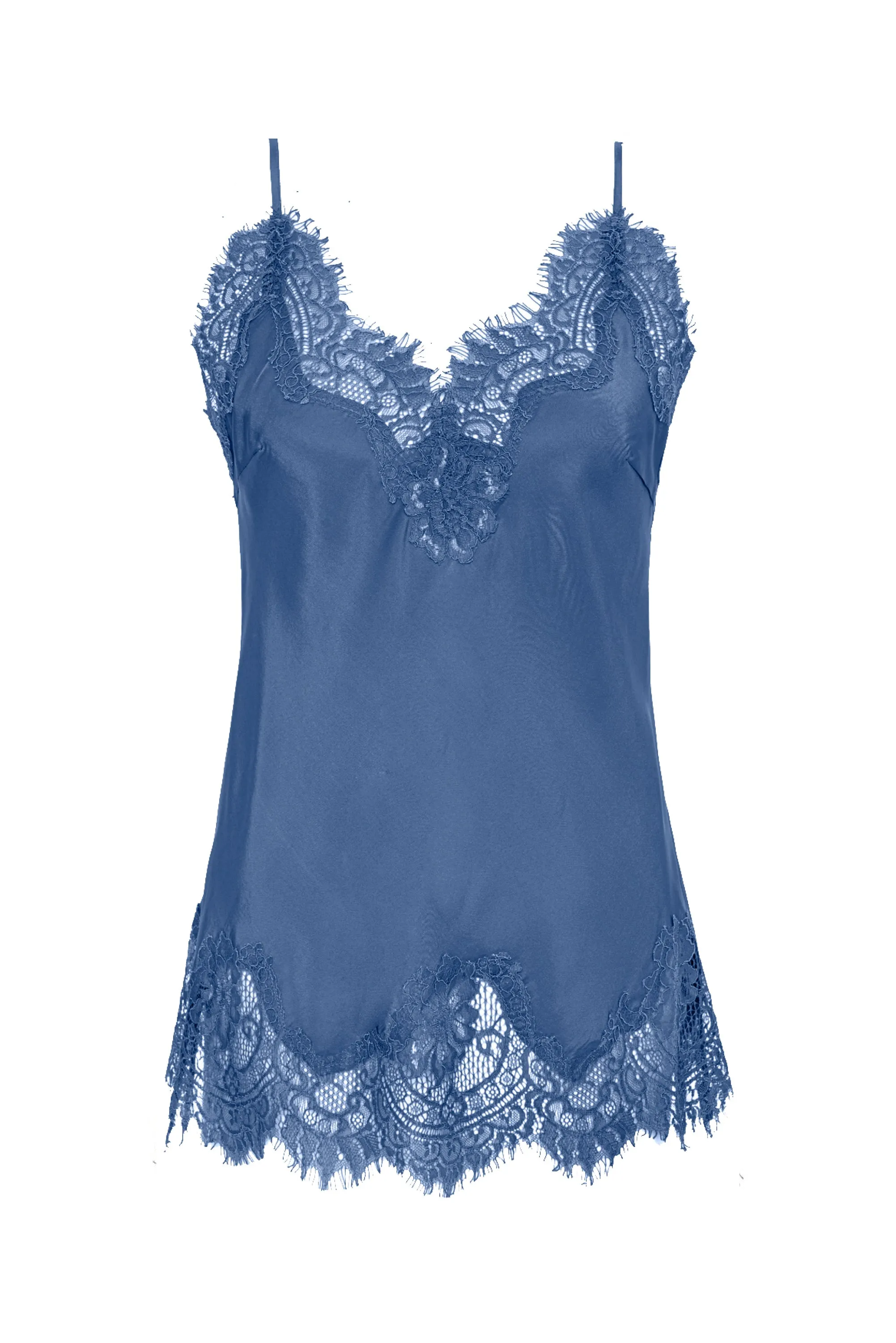 Coco Lace Silk Cami Mediterranean Blue