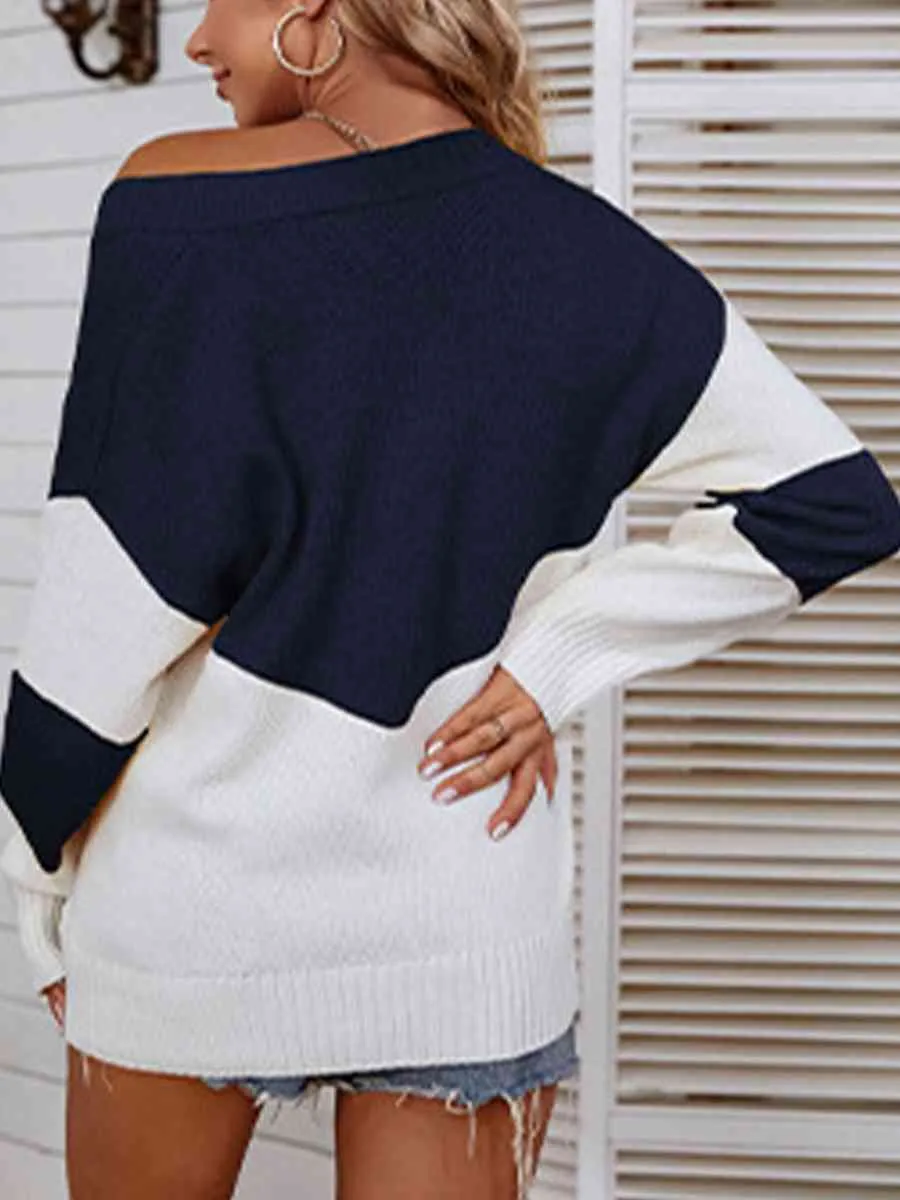 Color Block V-Neck Sweater (5 Colors)