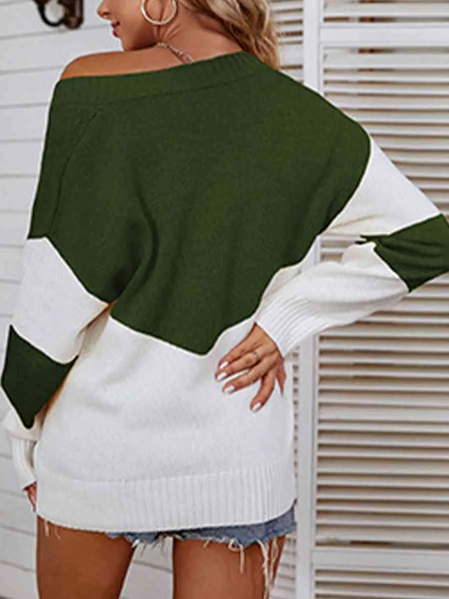 Color Block V-Neck Sweater (5 Colors)