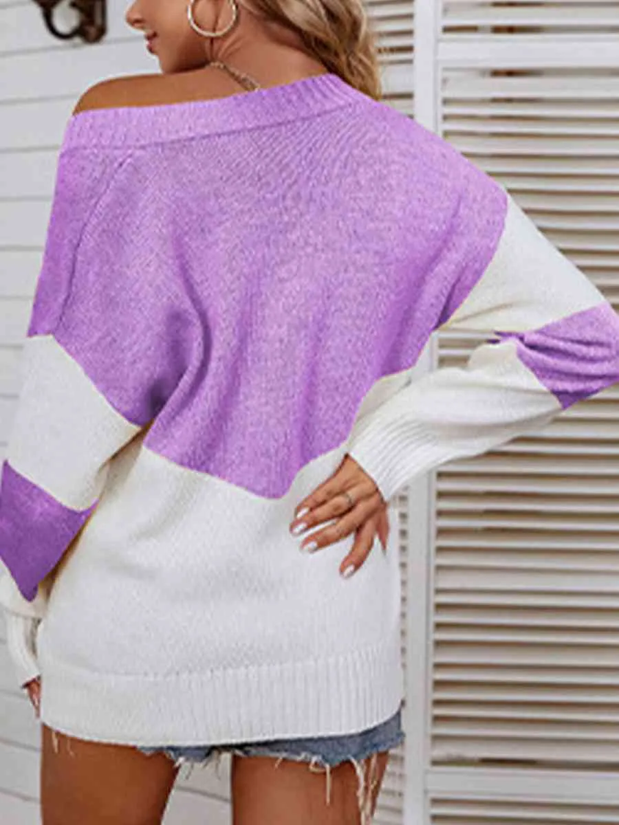 Color Block V-Neck Sweater (5 Colors)