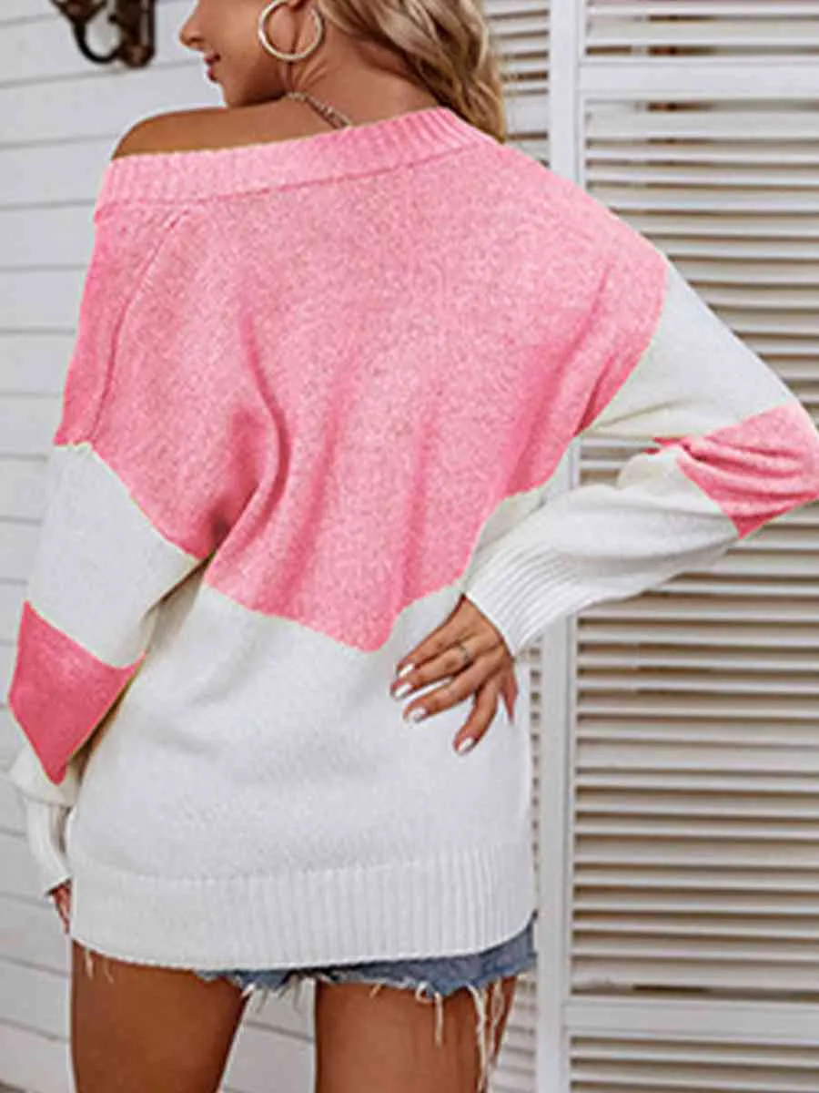 Color Block V-Neck Sweater (5 Colors)