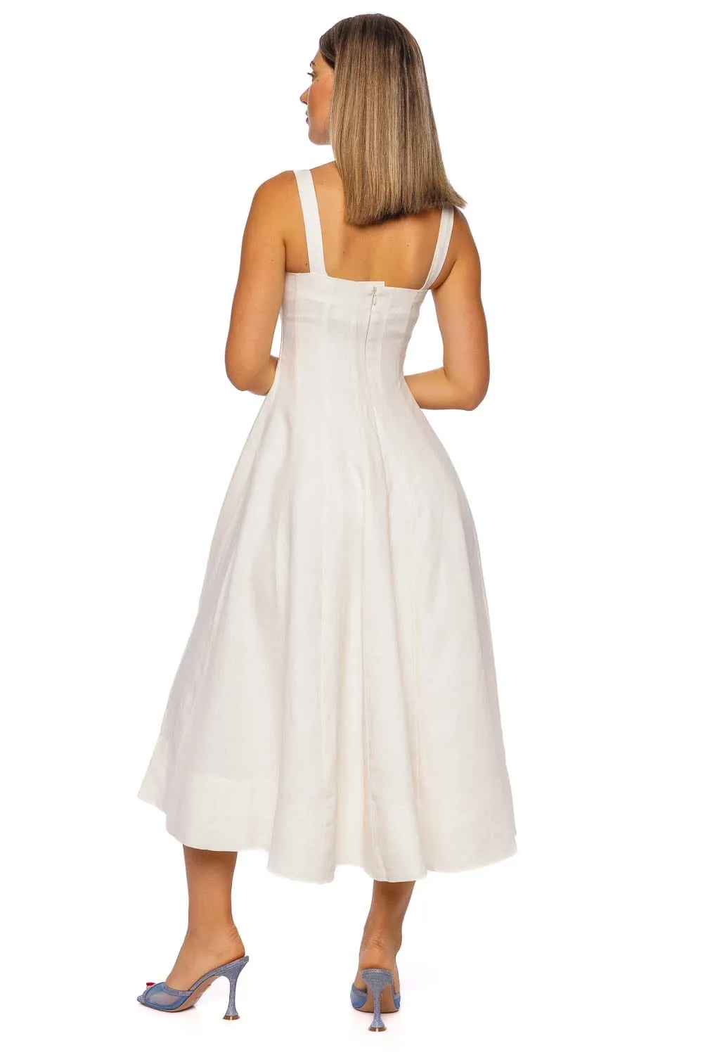 Corbiere Button Front Linen Midi Dress