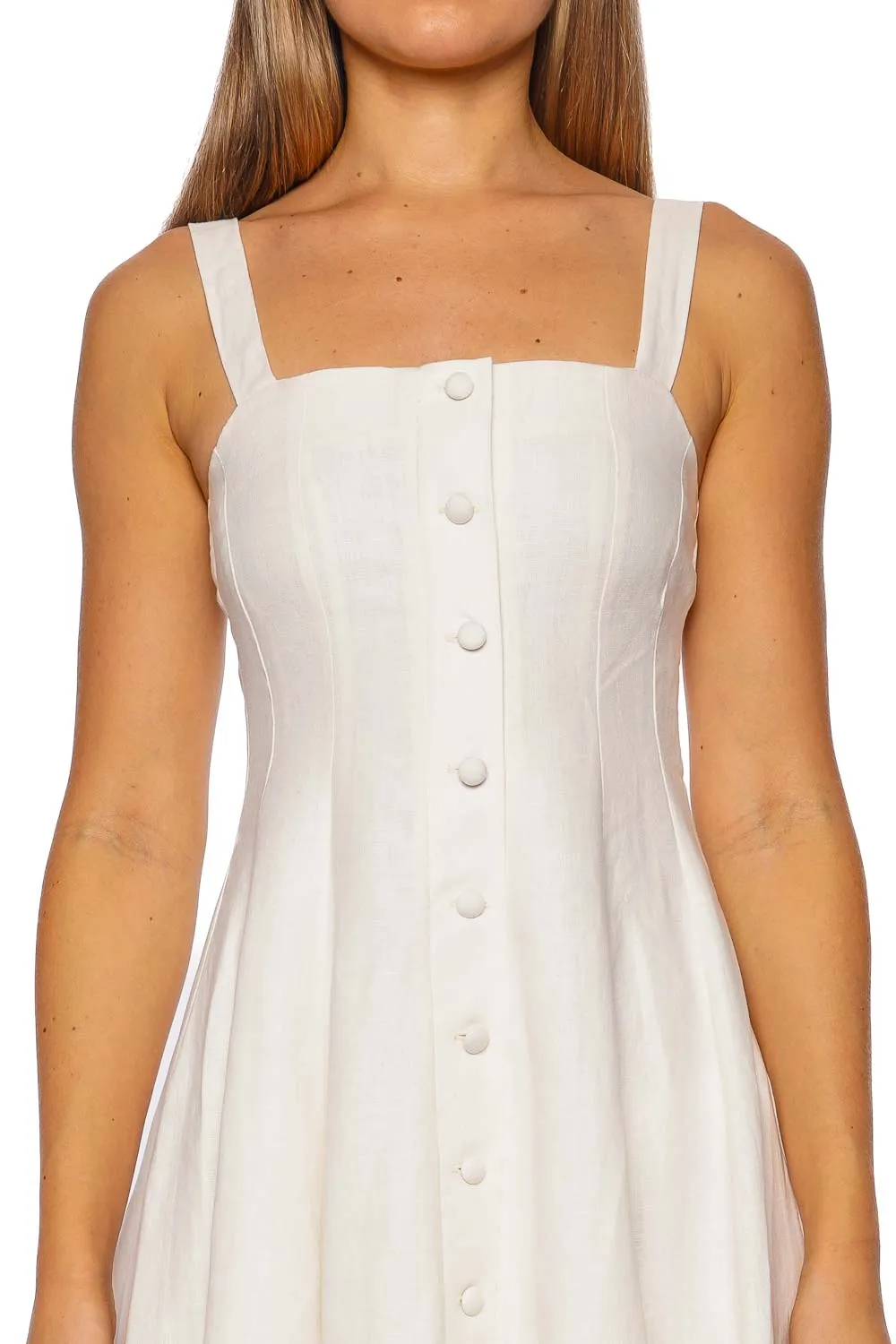 Corbiere Button Front Linen Midi Dress