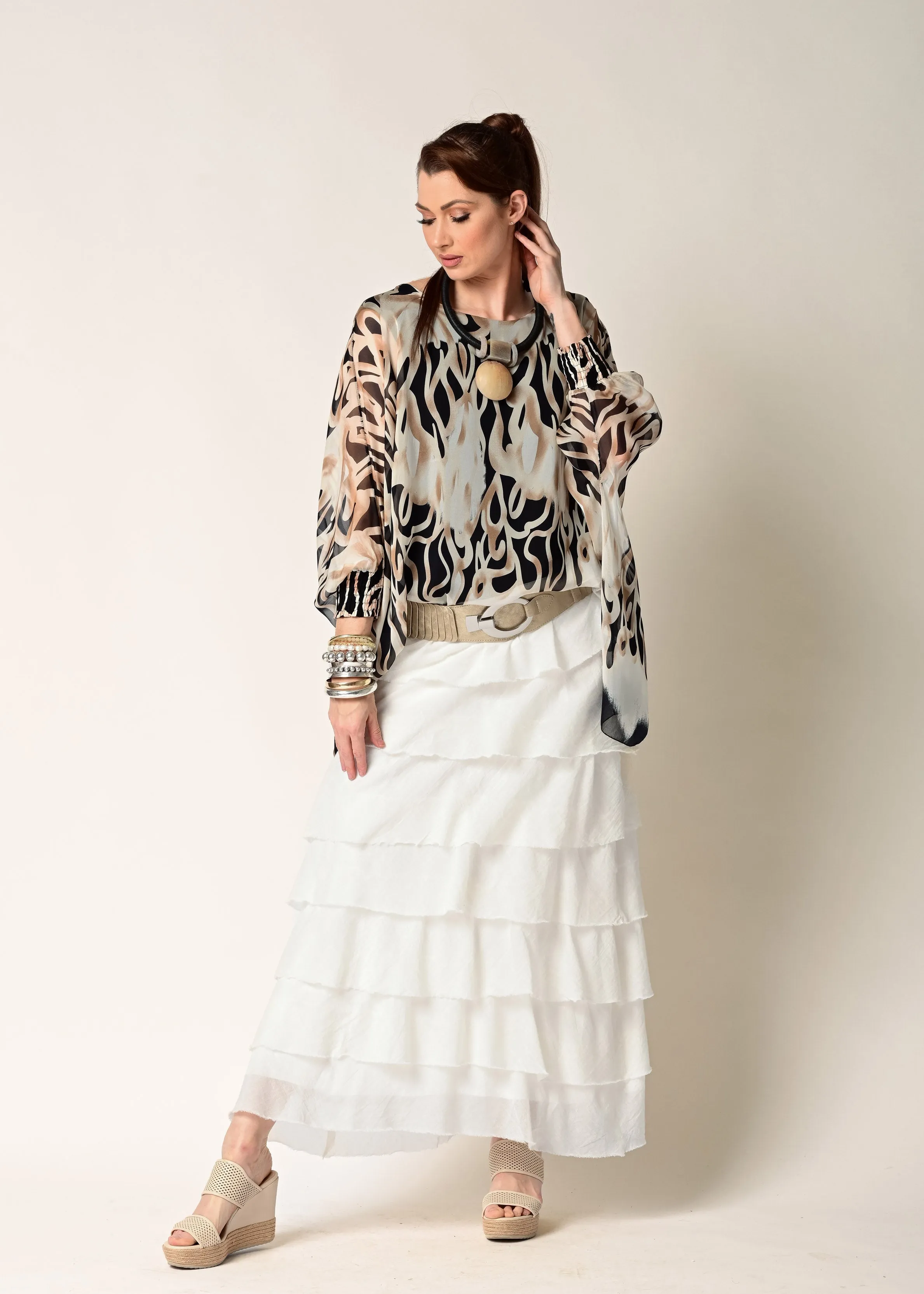 Corinna Silk Top in Desert