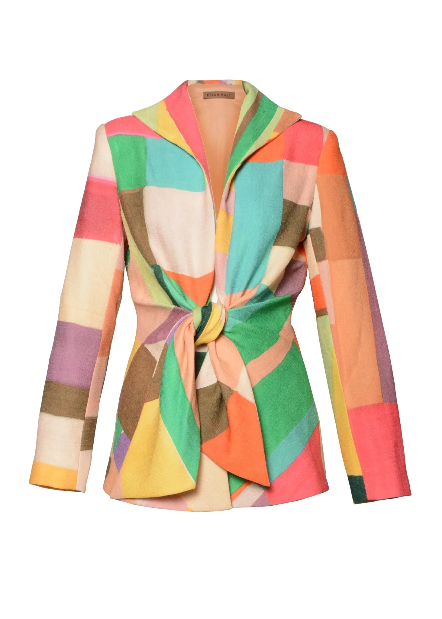 Côte d’Azur Grand Plaid Tie-Front Jacket