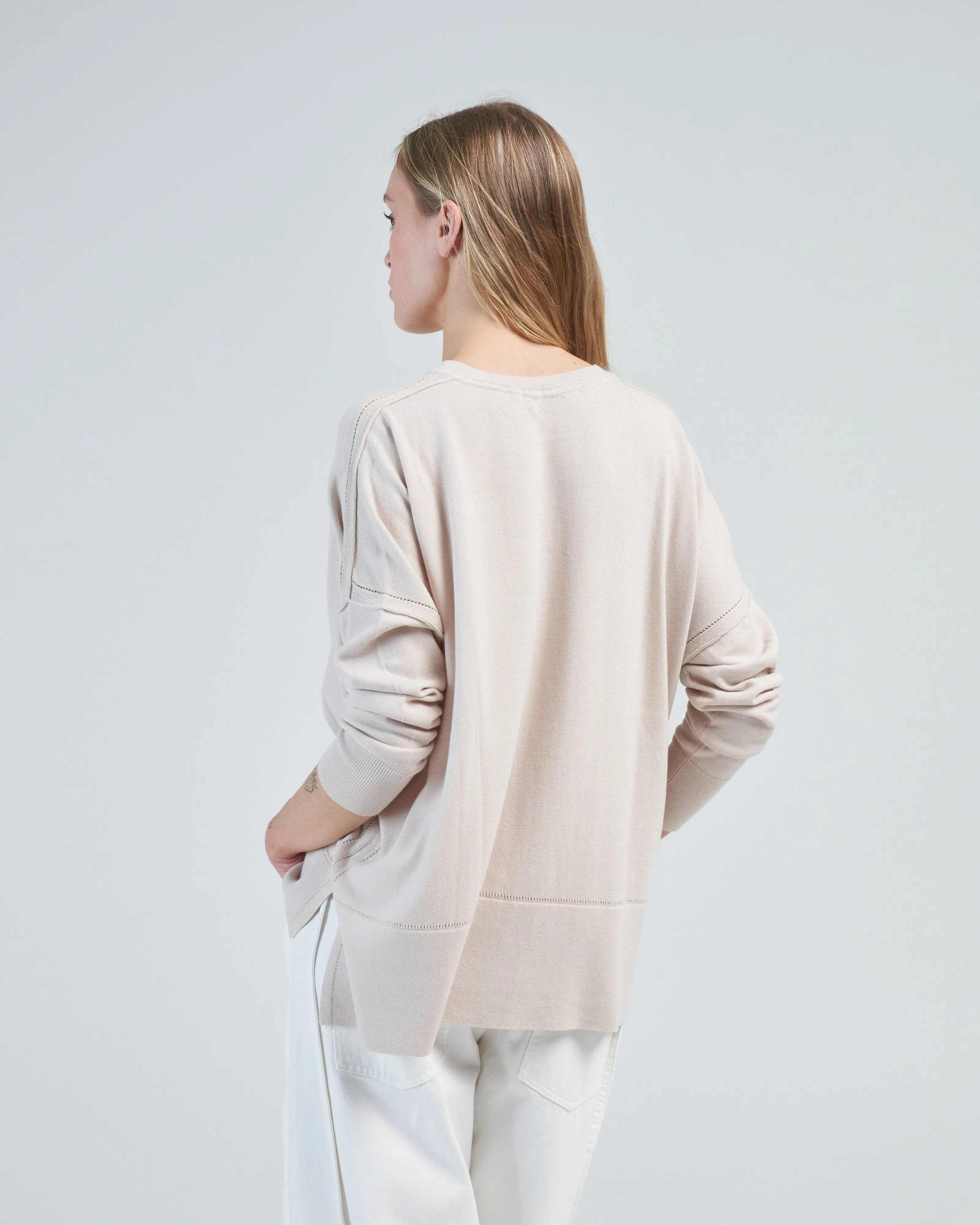 cotton pointelle v-neck