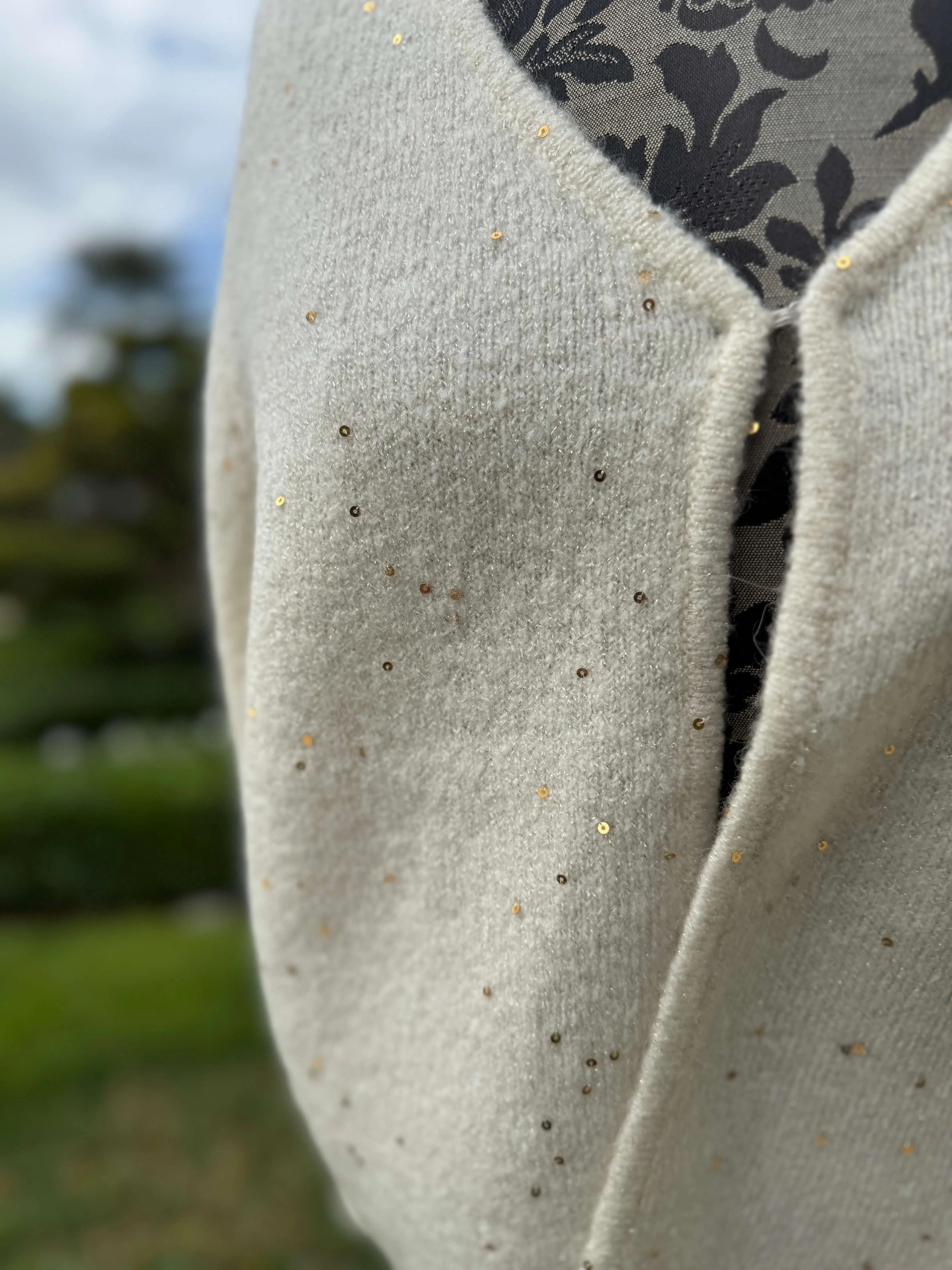 Cream Cardigan with Sparkle Detail