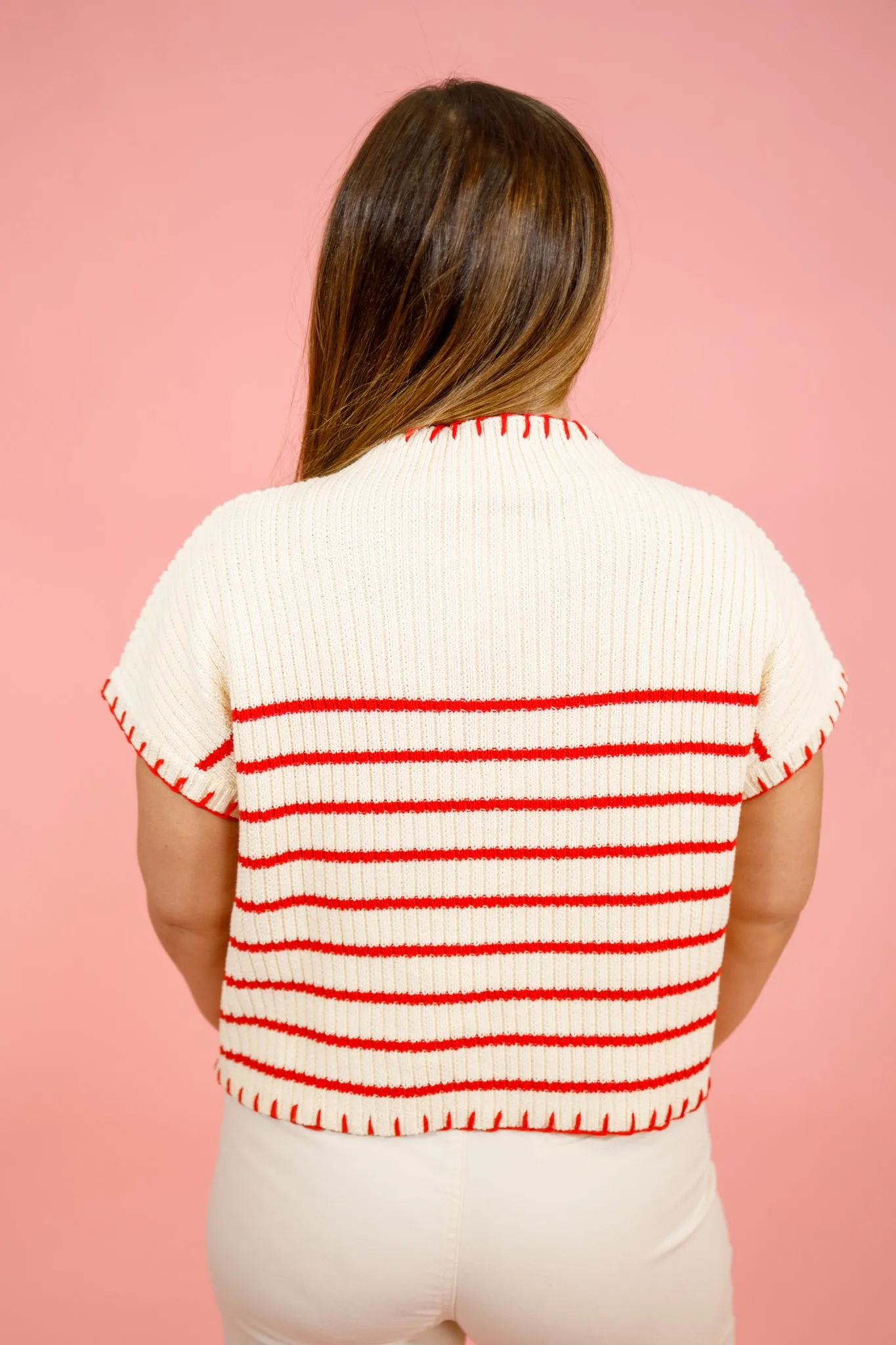Cream Stripe Knit Sweater