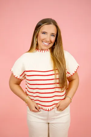 Cream Stripe Knit Sweater