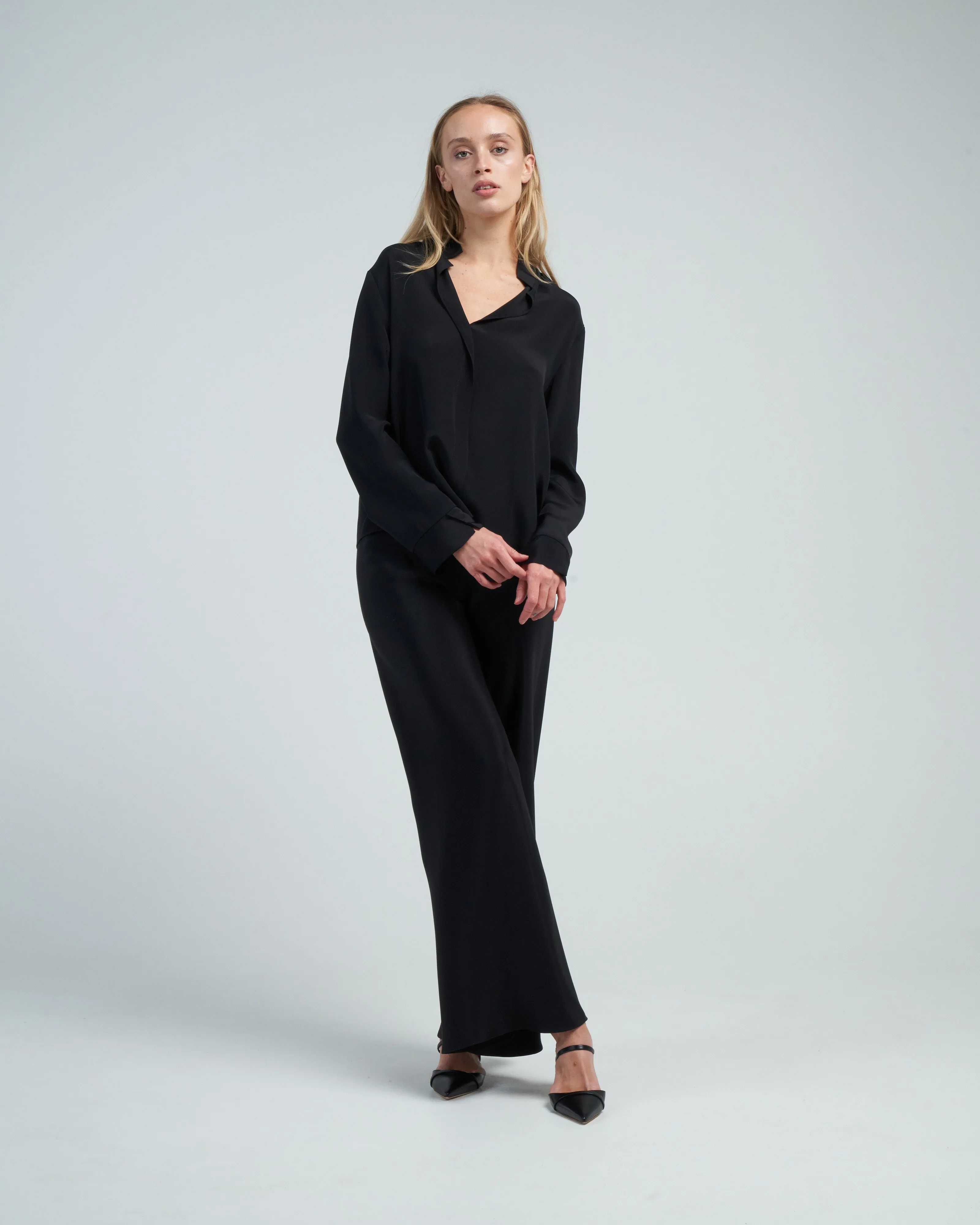 cuff blouse - black