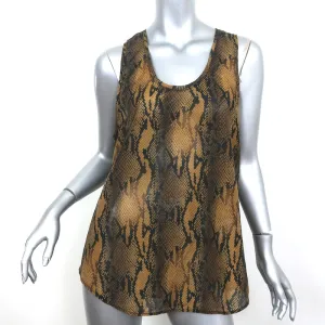 Current/Elliott Bermuda Tank Top Brown Snakeskin Print Cotton-Silk Size 3 NEW
