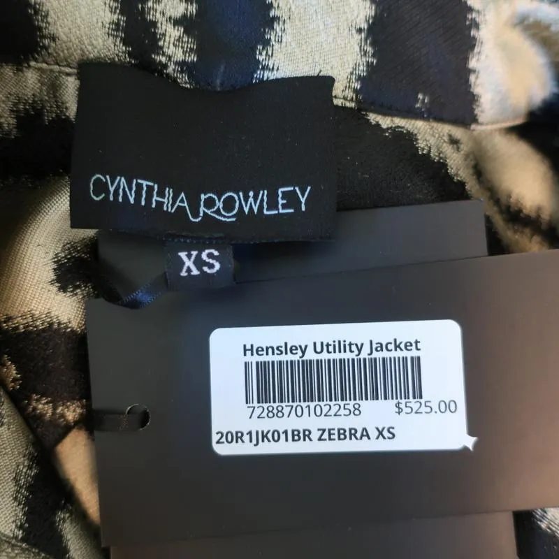 Cynthia Rowley Hensley Zebra Utility Jacket Gold/Black Size Extra Small NEW