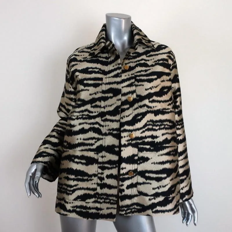 Cynthia Rowley Hensley Zebra Utility Jacket Gold/Black Size Extra Small NEW
