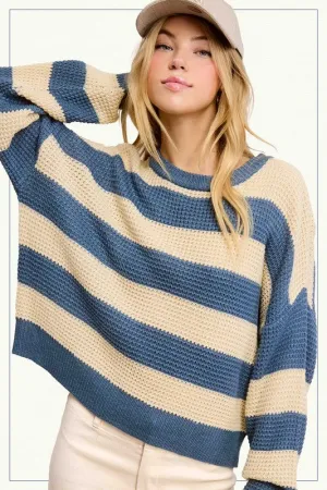 Daniella Super Soft Striped Sweater - Denim