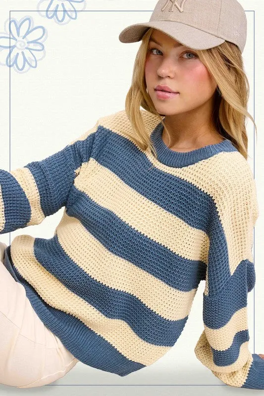 Daniella Super Soft Striped Sweater - Denim