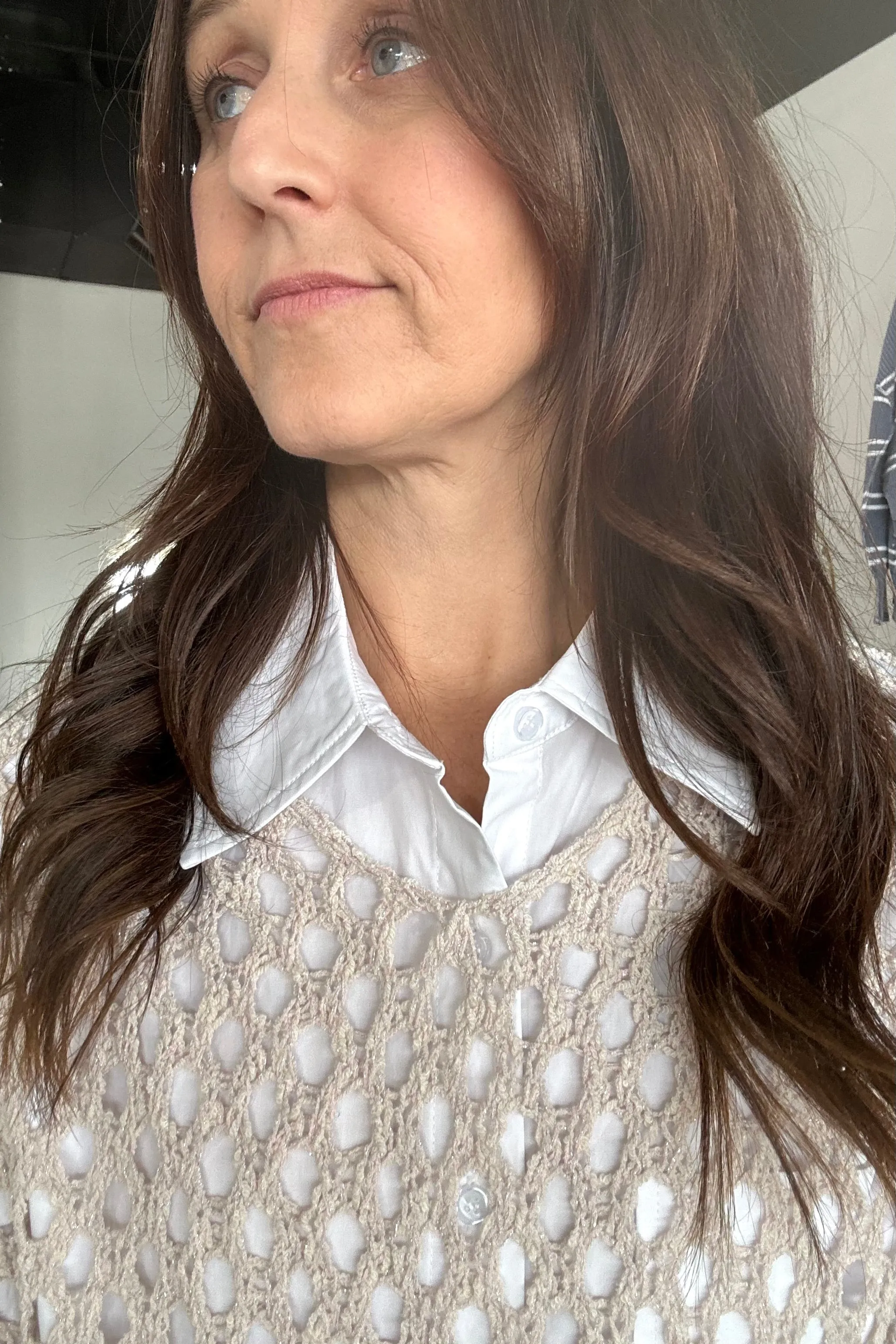 Deann Fishnet V-Neck Sweater