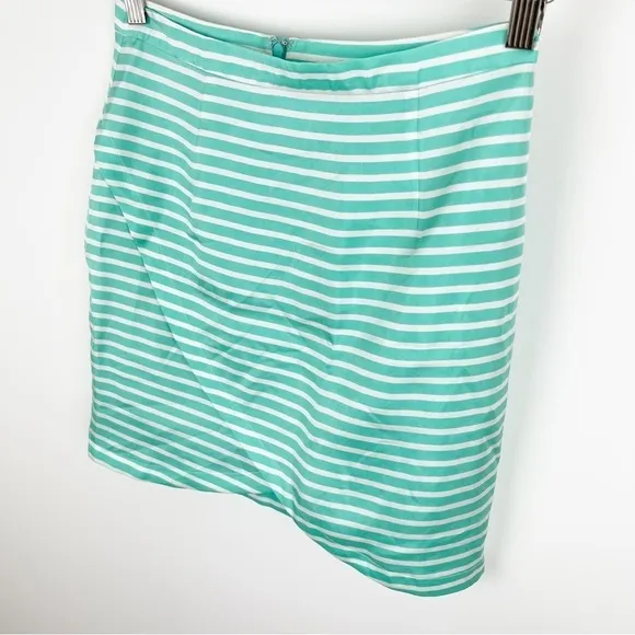 Devon Baer Teal Stripe Tulip Skirt Size Extra Small NWT