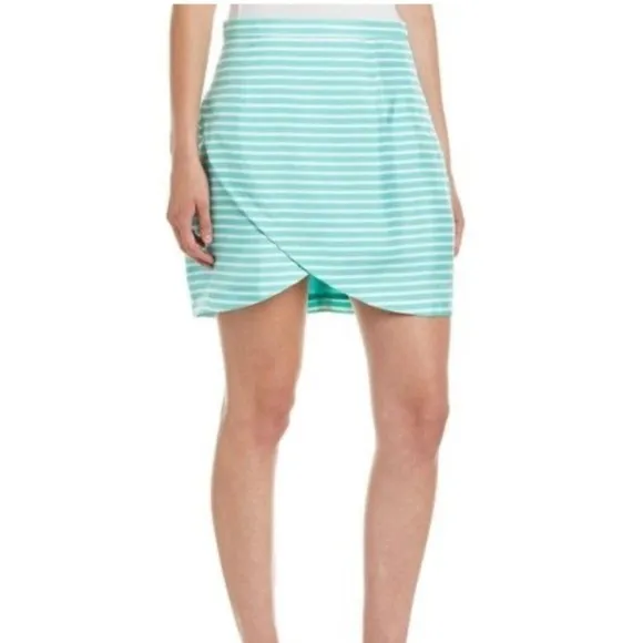 Devon Baer Teal Stripe Tulip Skirt Size Extra Small NWT