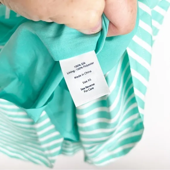 Devon Baer Teal Stripe Tulip Skirt Size Extra Small NWT
