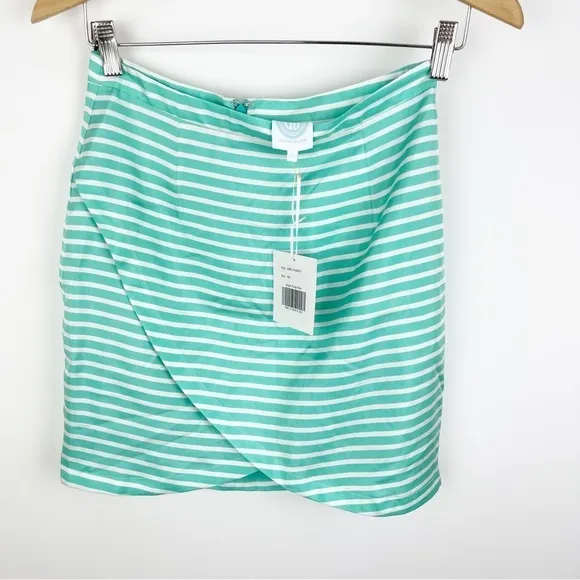Devon Baer Teal Stripe Tulip Skirt Size Extra Small NWT
