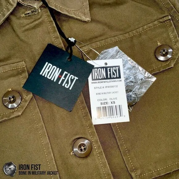 DOLLS KILL IRON FIST BONE IN MILITARY CHORE JACKET OLIVE GREEN WOMEN’S SIZE XS