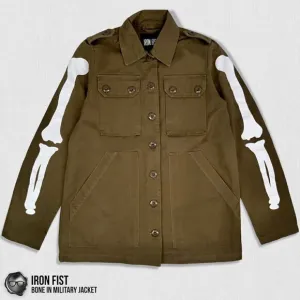 DOLLS KILL IRON FIST BONE IN MILITARY CHORE JACKET OLIVE GREEN WOMEN’S SIZE XS