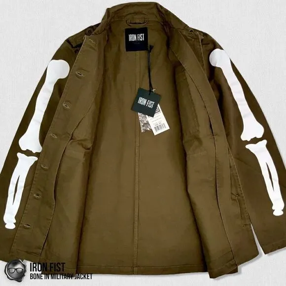 DOLLS KILL IRON FIST BONE IN MILITARY CHORE JACKET OLIVE GREEN WOMEN’S SIZE XS