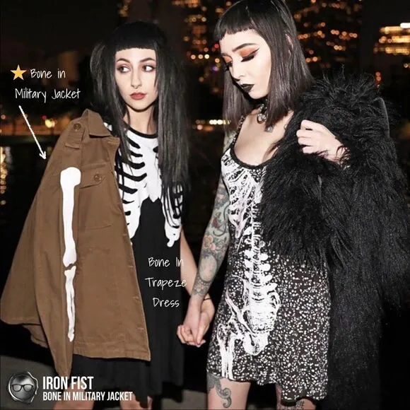 DOLLS KILL IRON FIST BONE IN MILITARY CHORE JACKET OLIVE GREEN WOMEN’S SIZE XS