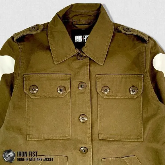 DOLLS KILL IRON FIST BONE IN MILITARY CHORE JACKET OLIVE GREEN WOMEN’S SIZE XS