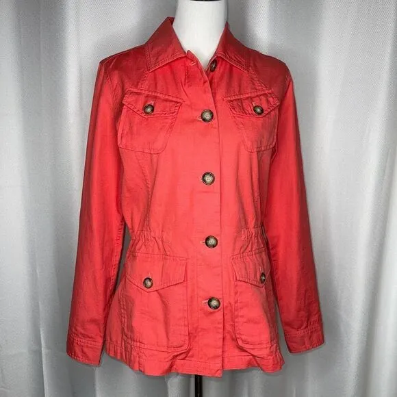 Eddie Bauer Deep Coral Utility Cargo Jacket Size M