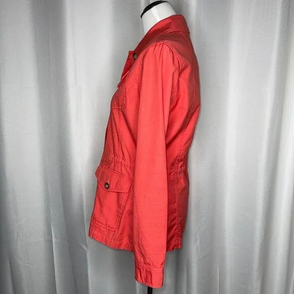 Eddie Bauer Deep Coral Utility Cargo Jacket Size M
