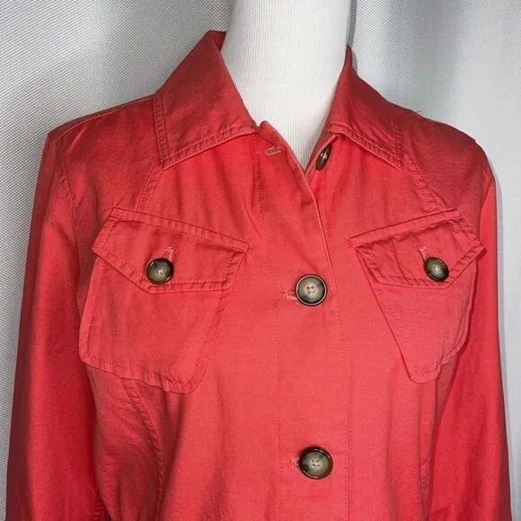 Eddie Bauer Deep Coral Utility Cargo Jacket Size M