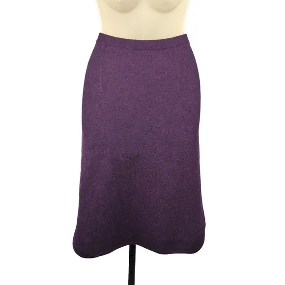 Eileen Fisher Skirt Plum Purple Italian Merino Wool Shirttail Hem Stretch XS