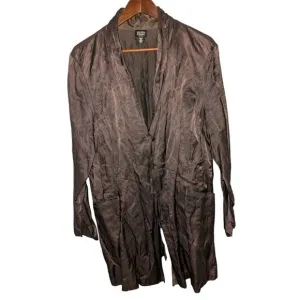 Eileen Fisher Womens Brown Italian Fabric Jacket W/ Pockets &amp; Snap Closures Size