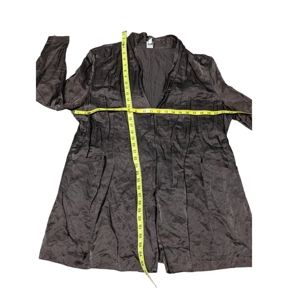 Eileen Fisher Womens Brown Italian Fabric Jacket W/ Pockets &amp; Snap Closures Size