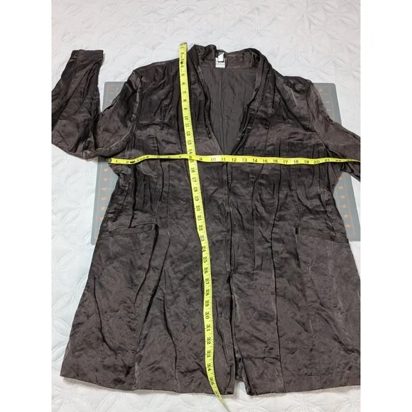 Eileen Fisher Womens Brown Italian Fabric Jacket W/ Pockets &amp; Snap Closures Size