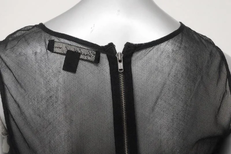 Elizabeth and James Tank Top Black Mesh-Yoke Stretch Silk Size Extra Small