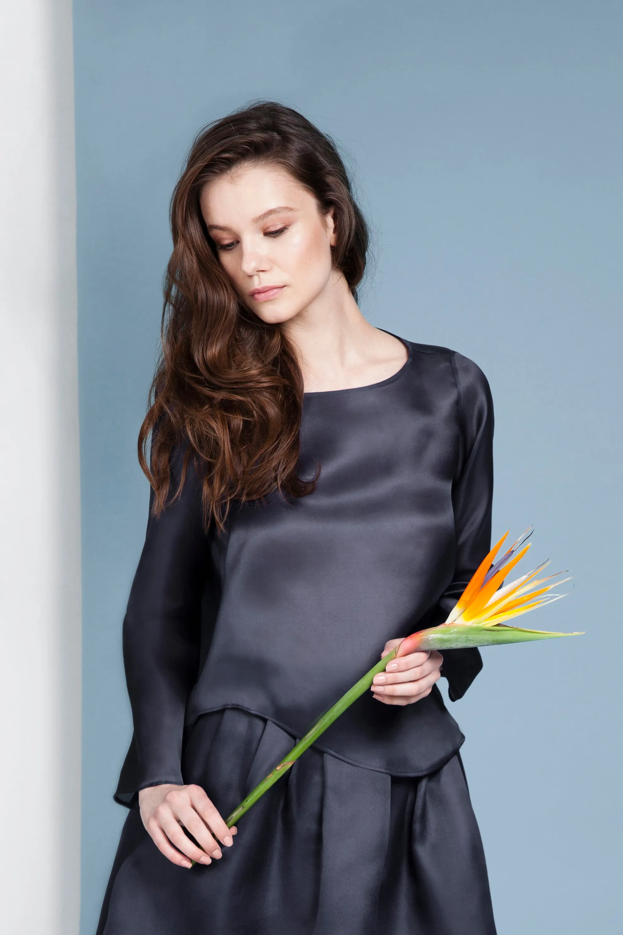 Ella Long-Sleeved Silk Top