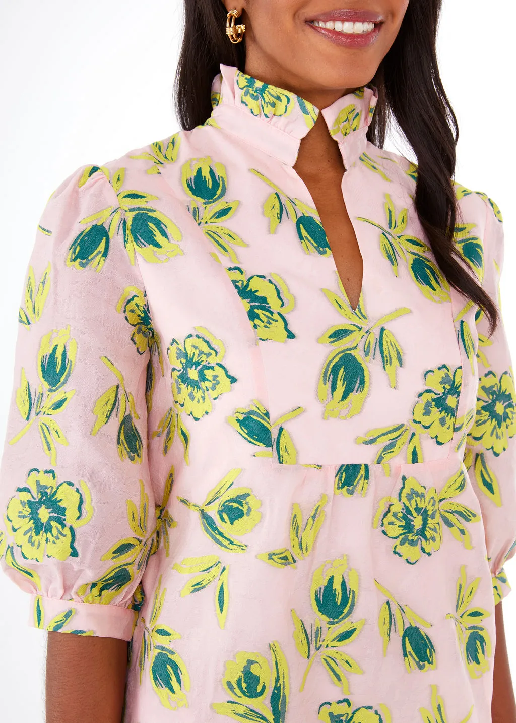 Emmerson Dress Pink Tropical Tulip Jacquard