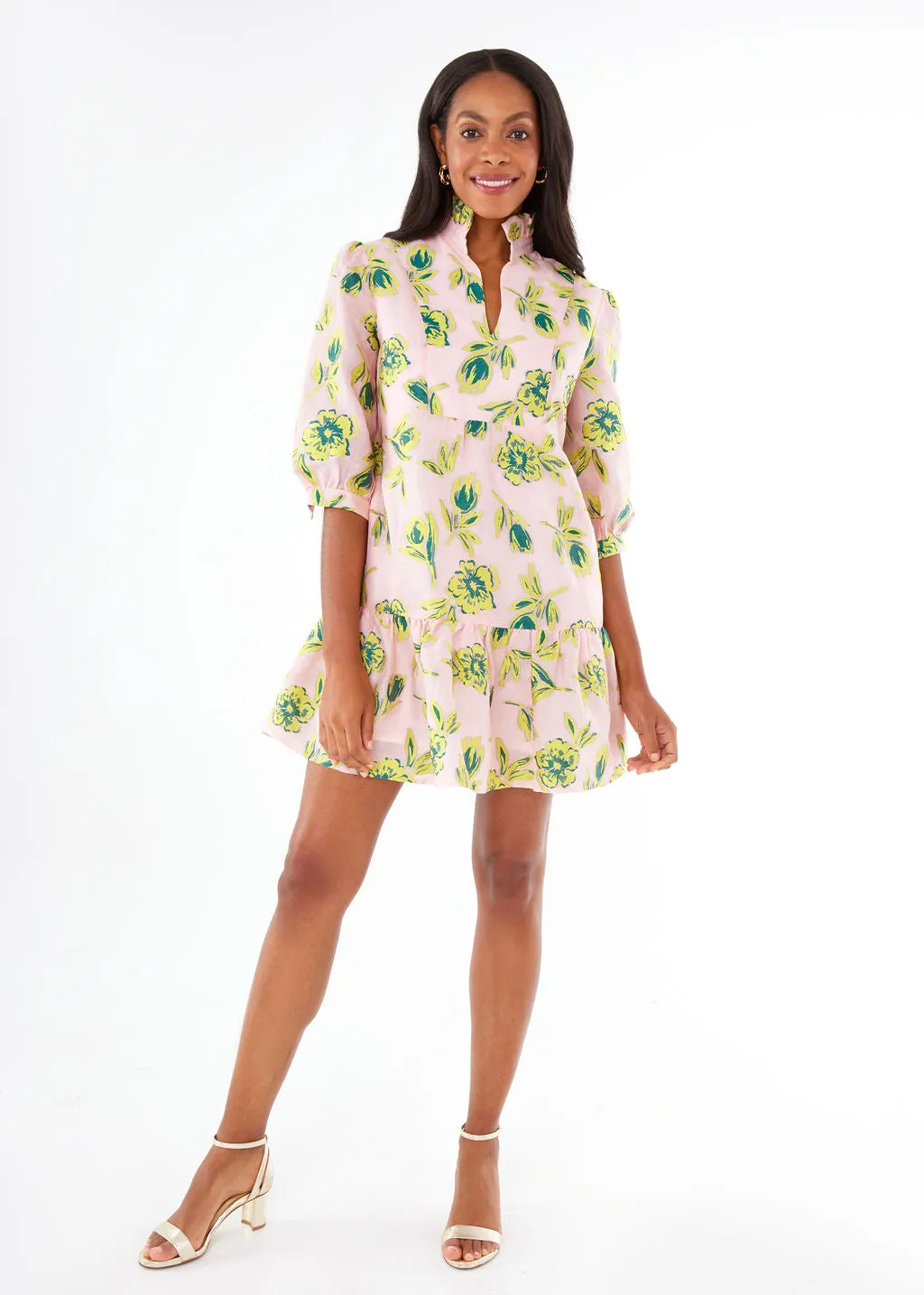 Emmerson Dress Pink Tropical Tulip Jacquard