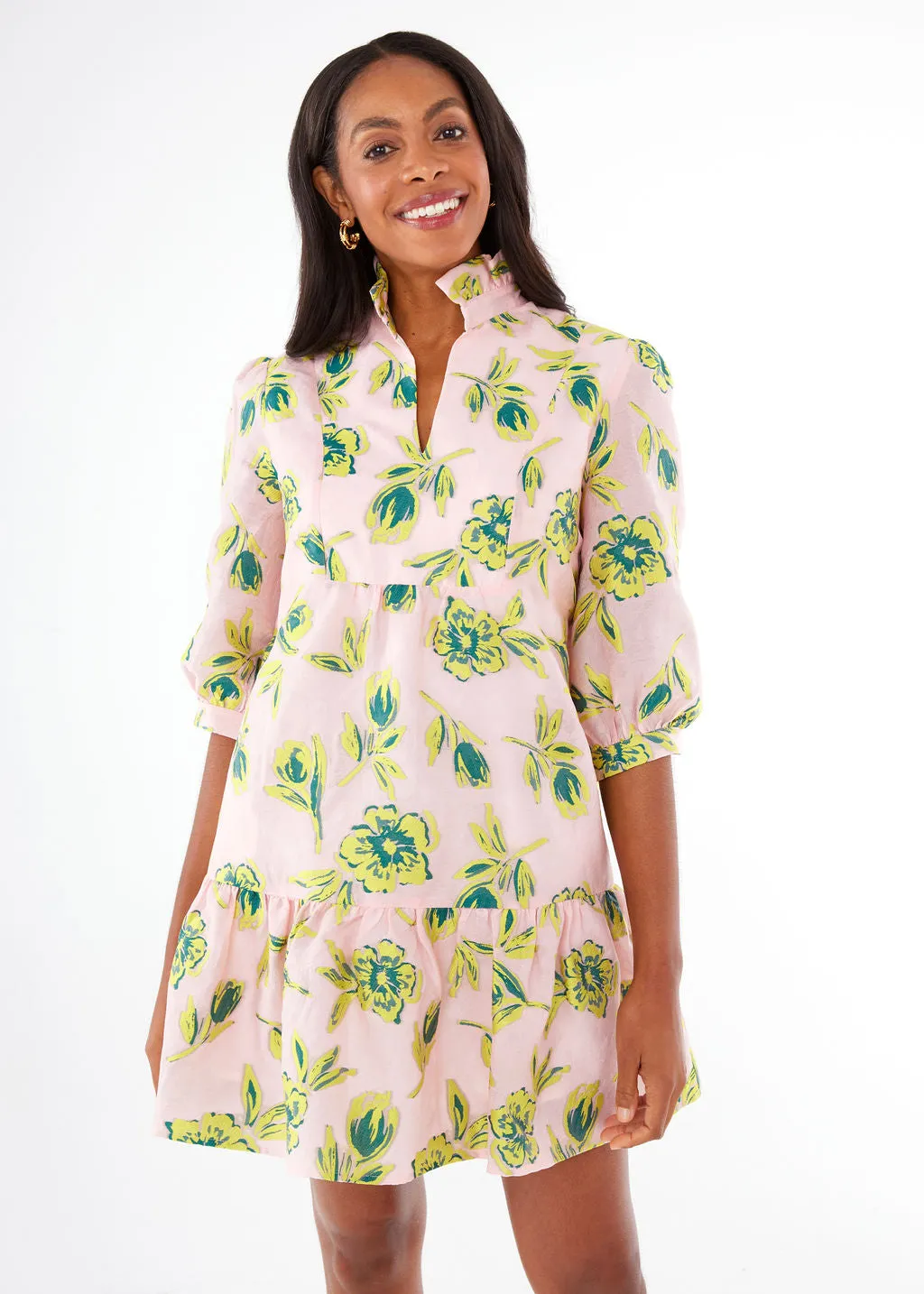 Emmerson Dress Pink Tropical Tulip Jacquard
